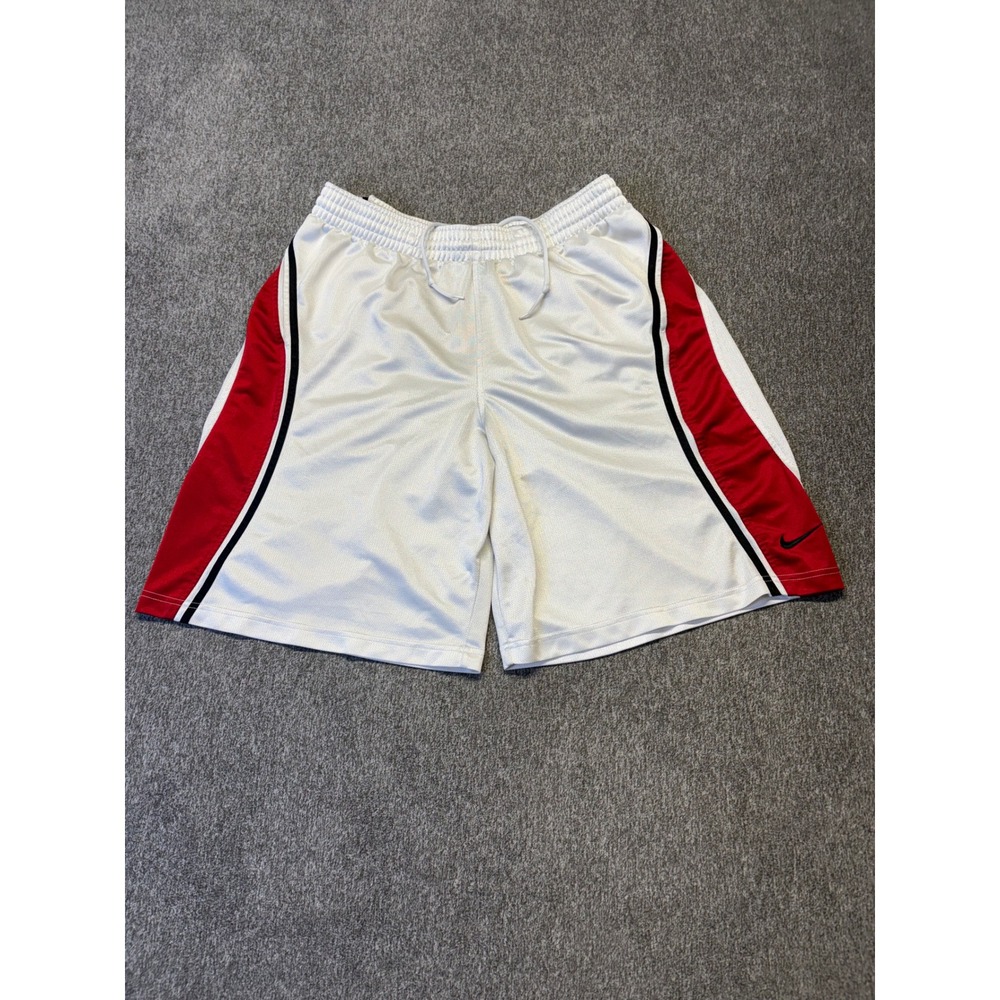 Nike Basketball Shorts Mens‎ XL White Red Black Mesh Athletic 254120-103